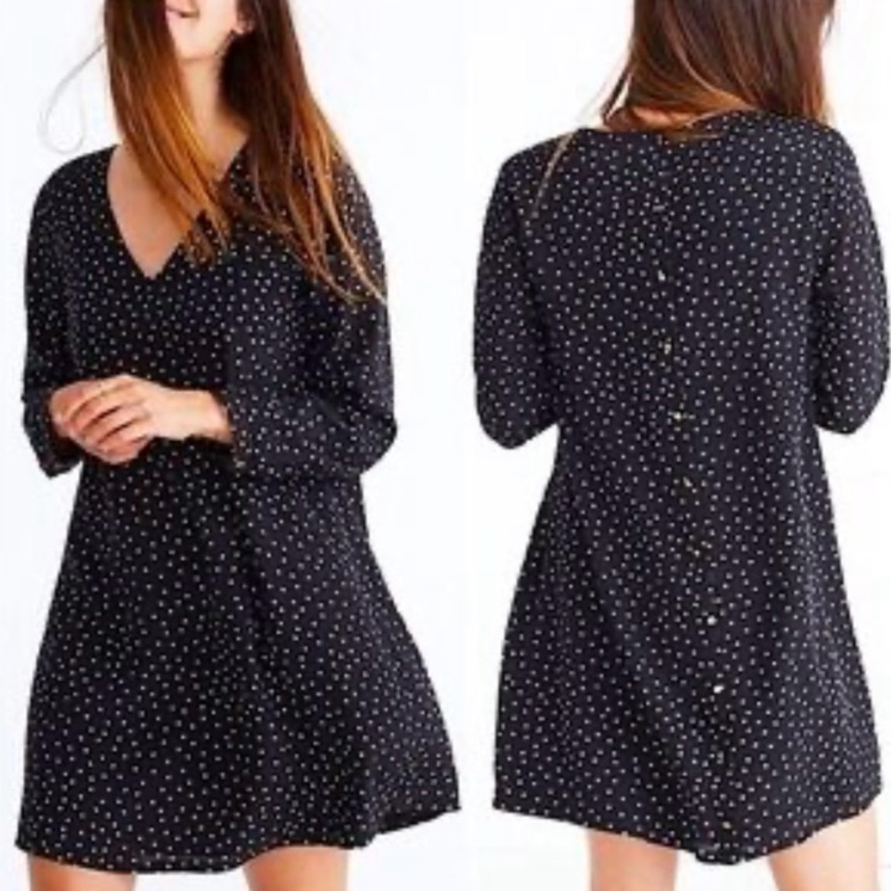 Madewell Texture & Thread Polka Dot Button-Back Dress‎ Black White  Shift | Sz S